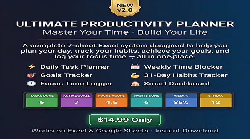 SMART TEMPLATE — Ultimate Productivity Planner v2.0 · screenshot 1 of 6