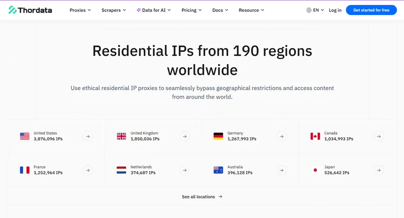 Thordata residential proxy IP — Thordata High-Speed Residential Proxy · screenshot 3 of 4