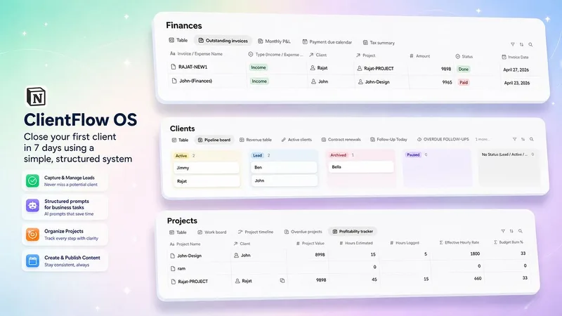 SoloStack — Built for Freelancers — ClientFlow OS — Close Your First Client in 7 Days · screenshot 4 of 4