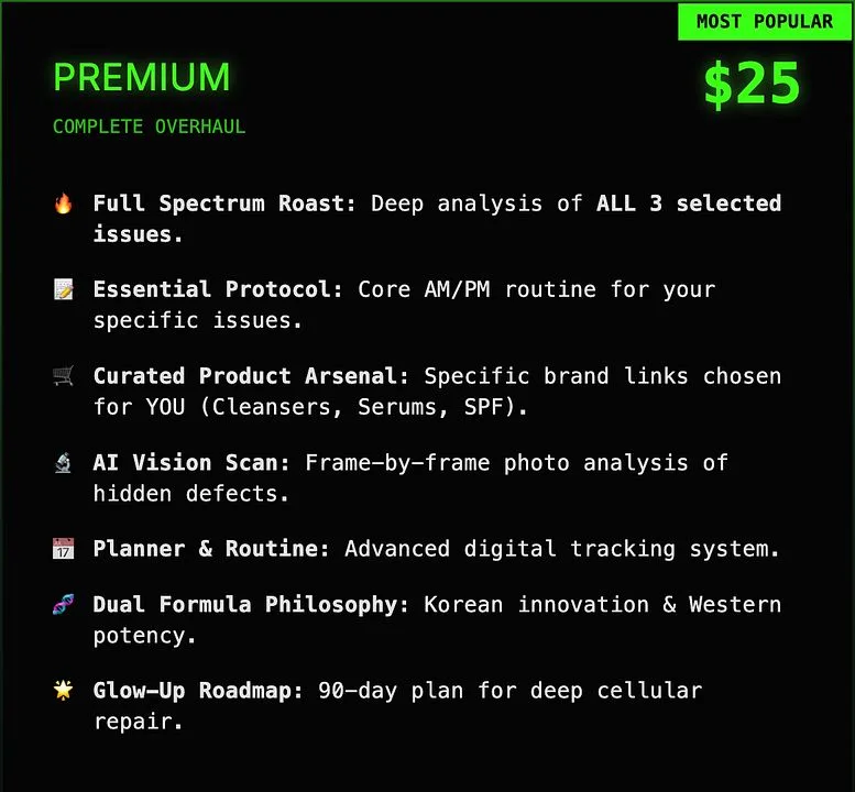 SkinRoast — Premium Dossier · screenshot 1 of 1