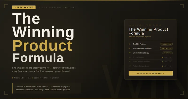 Aurum Labs — The Winning Product Formula (Free Sample) · screenshot 1 of 3