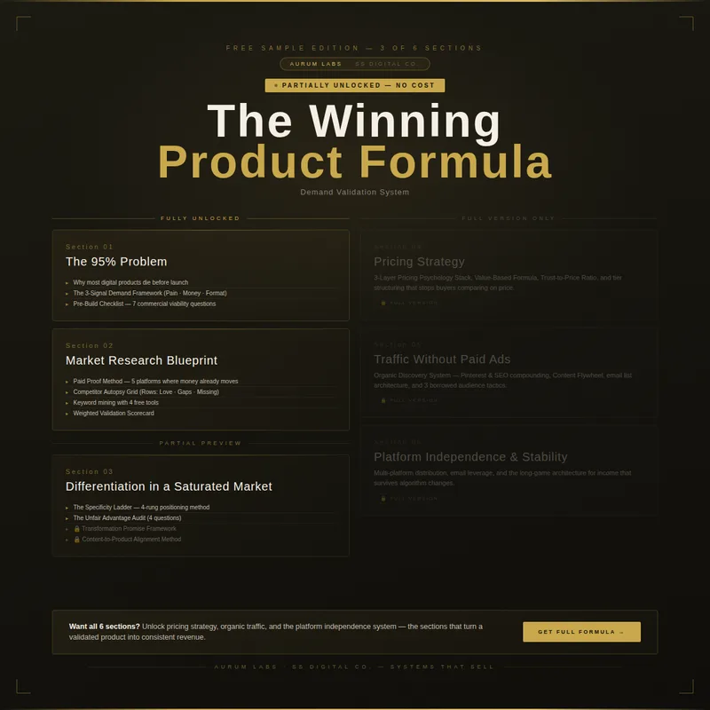 Aurum Labs — The Winning Product Formula (Free Sample) · screenshot 2 of 3