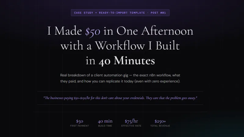 Zenith Studio — I made $50 in one afternoon with a workflow I built in 40 minutes · screenshot 1 of 2