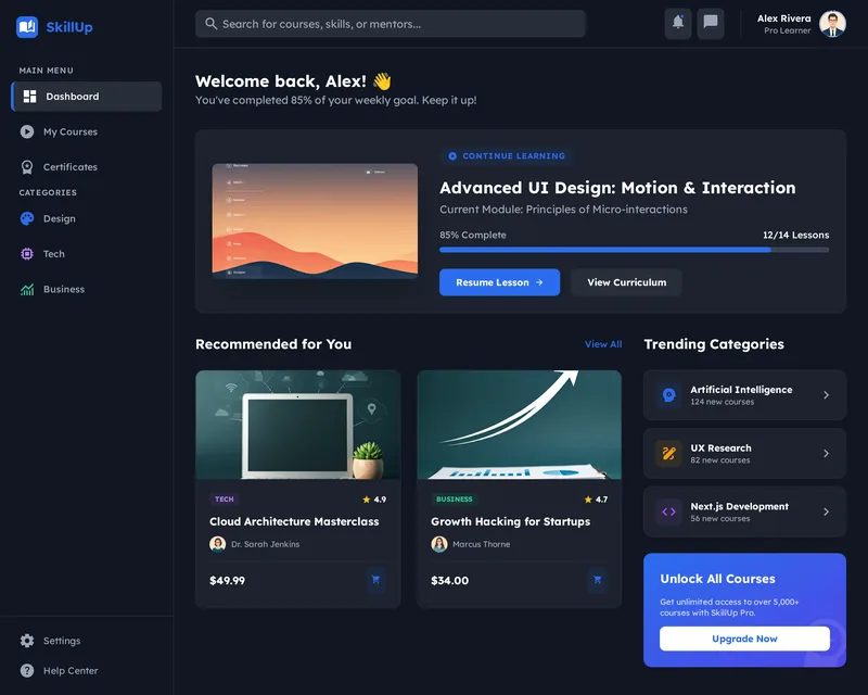 Crea8ive Labs — E-Learning Platform UI Design · screenshot 4 of 6