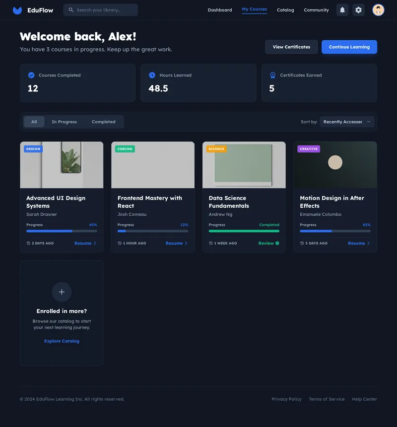 Crea8ive Labs — E-Learning Platform UI Design · screenshot 6 of 6
