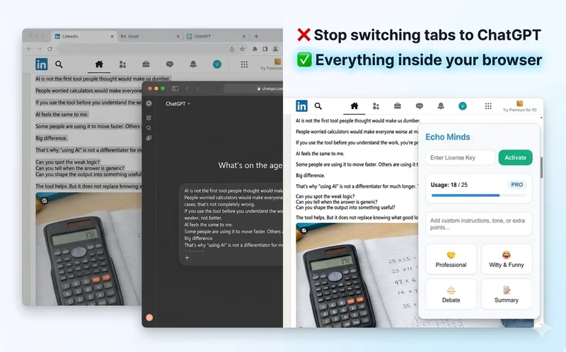 FORGE — ECHO MINDS - AI CHROME EXTENSION BY FORGE · screenshot 3 of 4