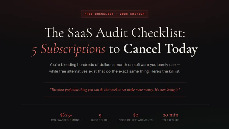Zenith Studio — The SaaS Audit Checklist: 5 Subscriptions to Cancel Today · screenshot 1 of 2