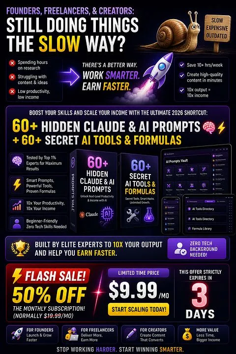 AIdigistudio: Skillboosterz — 60+ HIDDEN Claude AI Prompts & 60+ AI Tools with Formulas · screenshot 1 of 1