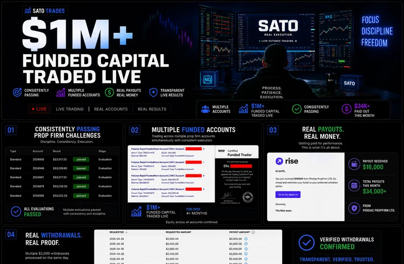 Sato Trades — Futures Prop Firm Trading — Institutional Levels — Limited to 100 Members · screenshot 1 of 1