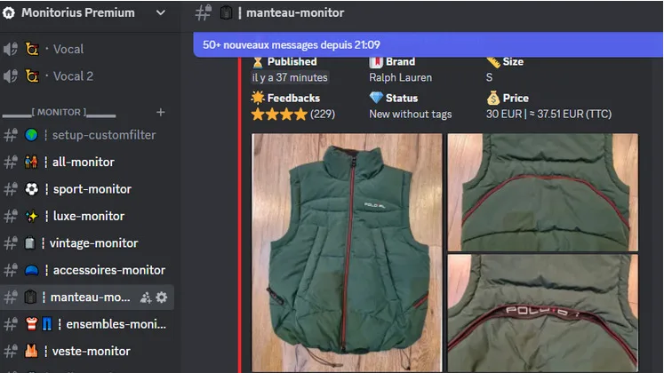 Monitorius │Bot Vinted 0 délai — Monitorius Premium Bot Vinted · screenshot 2 of 2