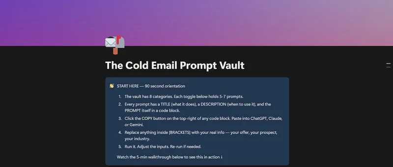 Pagework — Cold Email Prompt Vault · screenshot 1 of 4