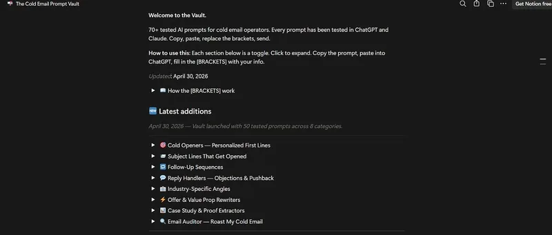 Pagework — Cold Email Prompt Vault · screenshot 2 of 4
