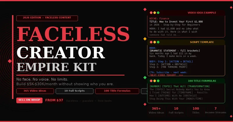 �HVN Hustle” — Faceless Creator Empire Kit (2026 Edition) · screenshot 1 of 1