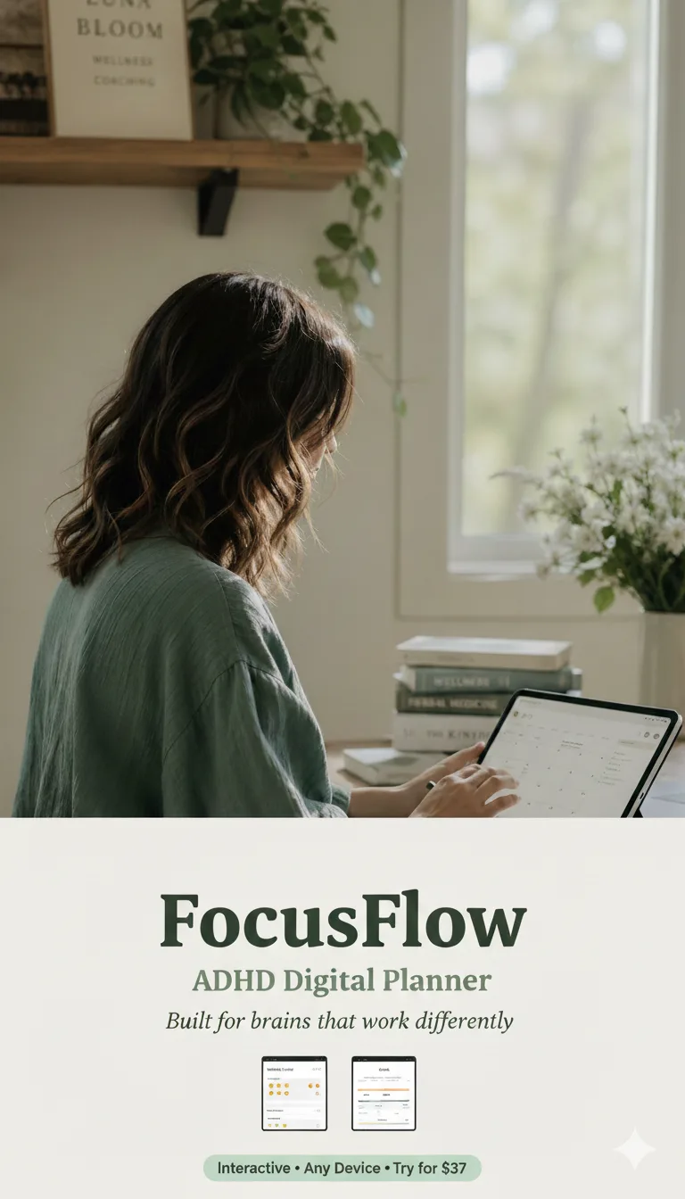 lunabloom.wellness — FocusFlow ADHD Digital Planner · screenshot 1 of 6