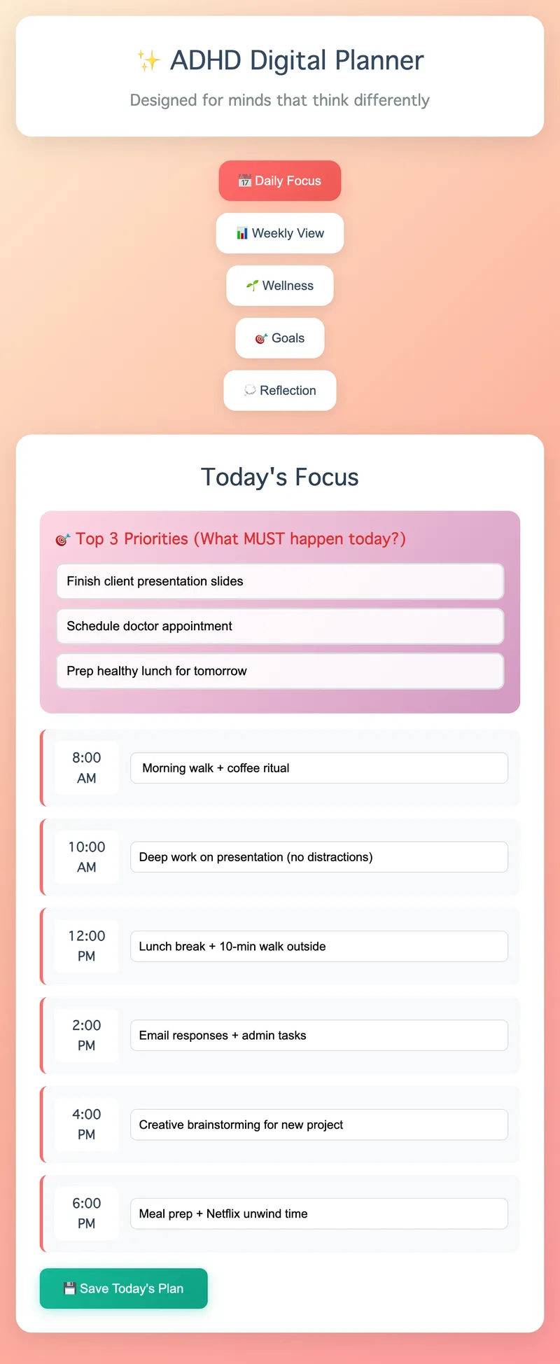 lunabloom.wellness — FocusFlow ADHD Digital Planner · screenshot 3 of 6