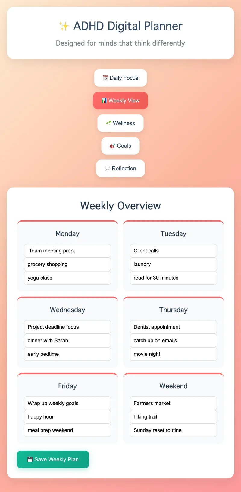 lunabloom.wellness — FocusFlow ADHD Digital Planner · screenshot 4 of 6