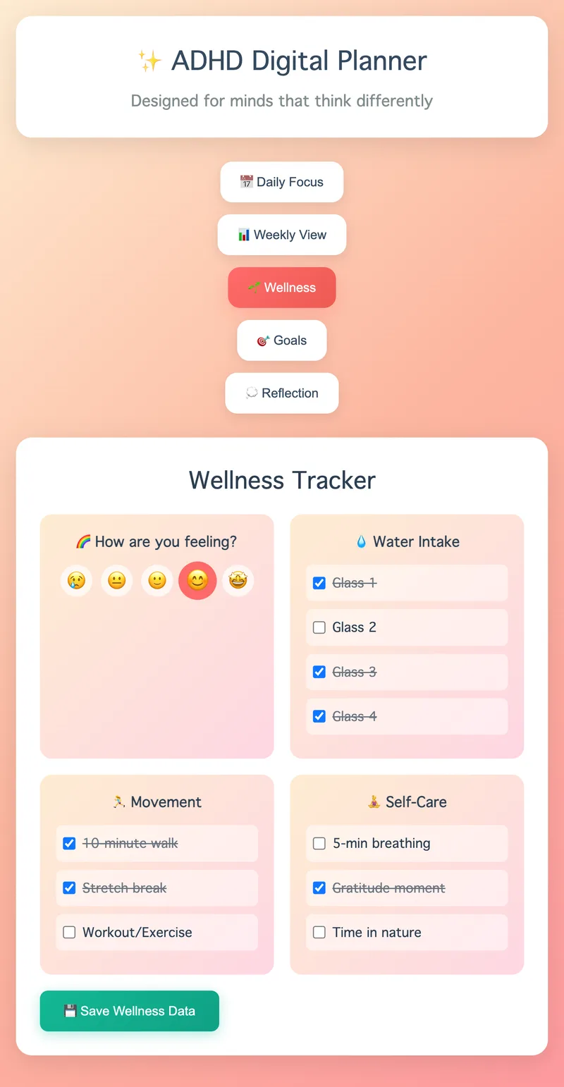 lunabloom.wellness — FocusFlow ADHD Digital Planner · screenshot 5 of 6