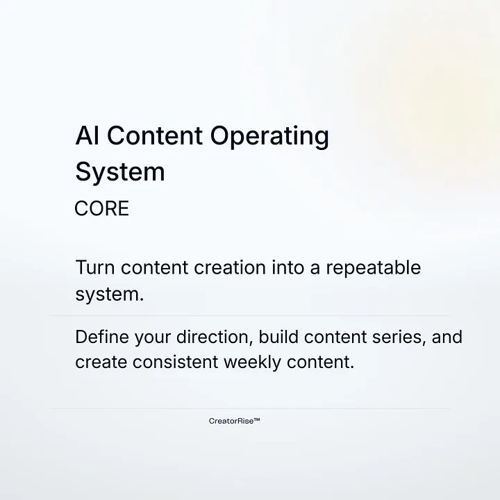 CreatorRise — AI Content Operating System - Core · screenshot 1 of 5