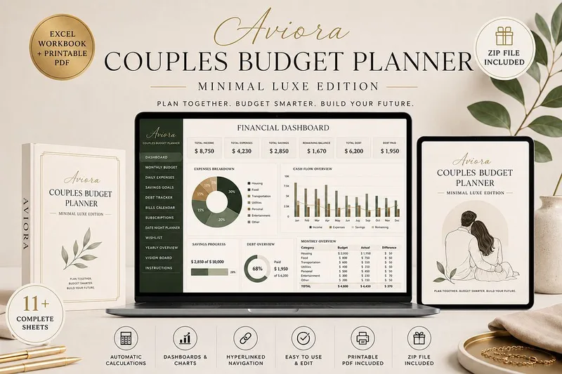 Aviora — Aviora Digital Budget Planner For Couples - Minimal Luxe Edition · screenshot 1 of 5