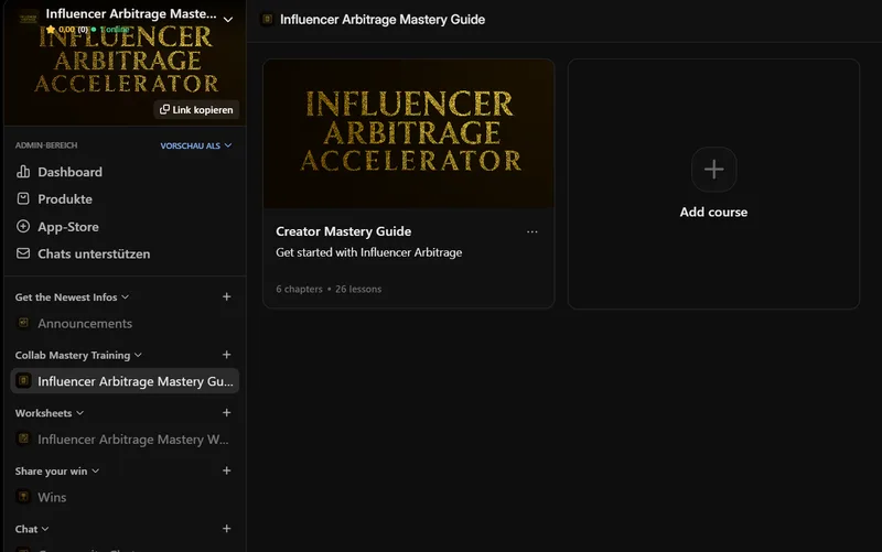 Internet Marketing Academy — Influencer Arbitrage · screenshot 2 of 3
