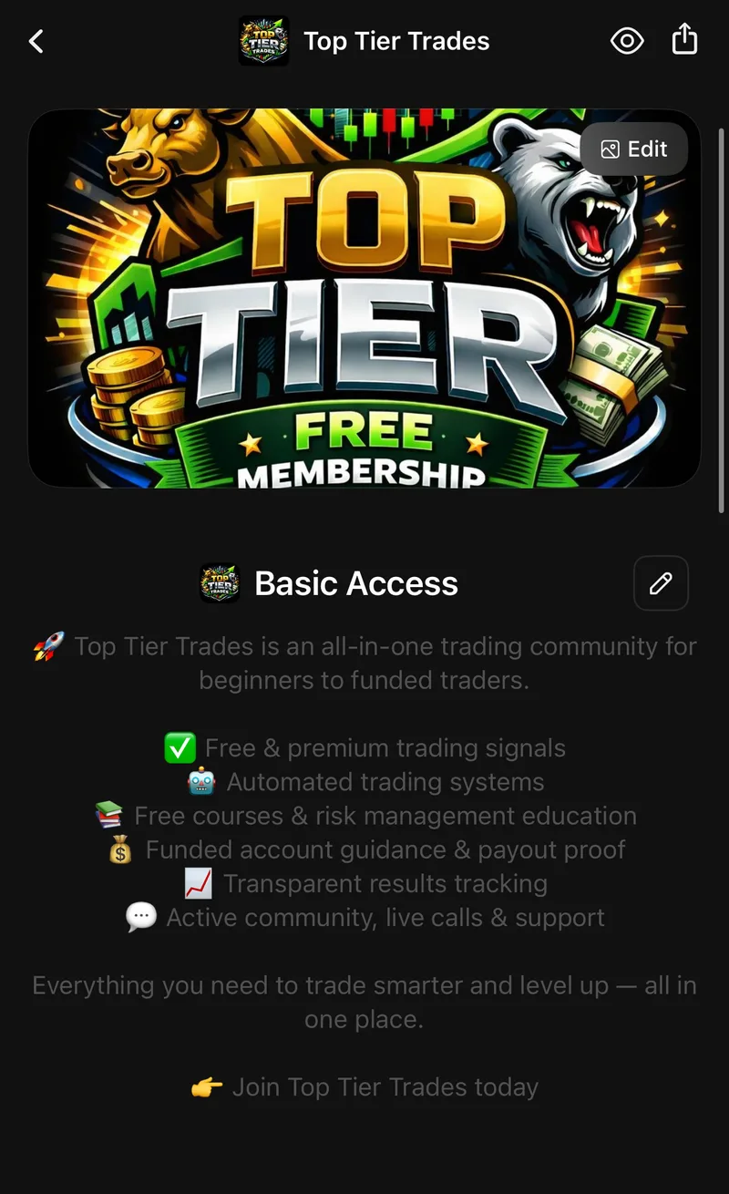 TOP TIER TRADES — Basic Membership · screenshot 1 of 1
