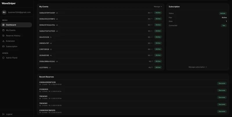 Ticketwave — WaveSniper BETA · screenshot 1 of 1