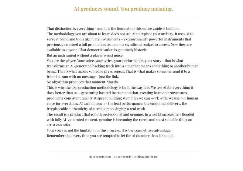 dzp Records - DREAM zeitgeist PIRATES — Human x AI Music Production - The Independent Artist's Workflow · screenshot 5 of 6