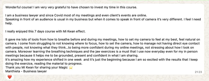 Mi Kwan Effect — Calm And Confident On Camera In 7 Days · screenshot 6 of 6