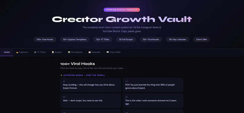 Creator Growth Vault — CREATOR GROWTH VAULT · screenshot 1 of 1