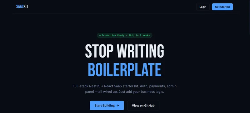 MERN Boilerplate — MERN SaaS Boilerplate (Auth + Dashboard + Stripe Integration) · screenshot 1 of 4