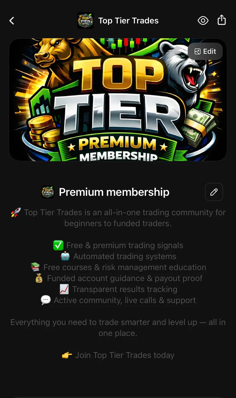 TOP TIER TRADES — Premium Membership · screenshot 1 of 1