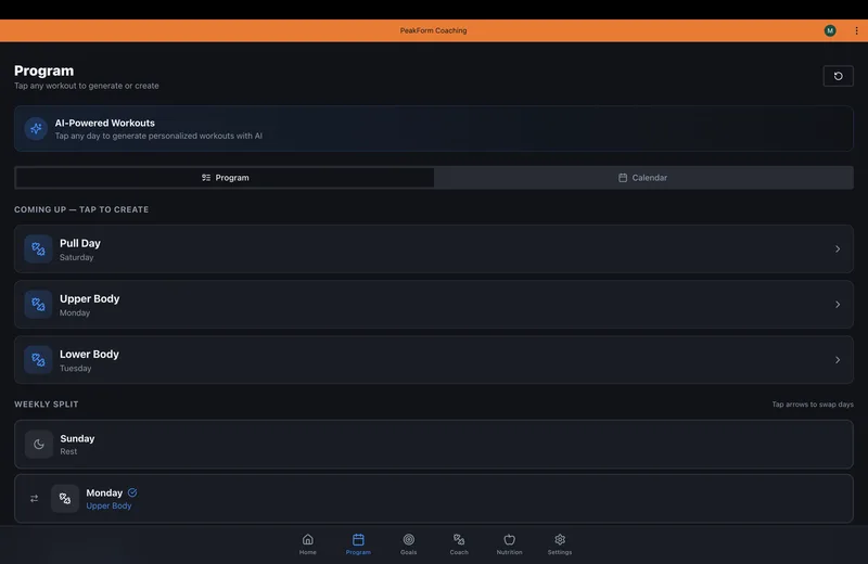 PeakForm Coaching — PeakForm Coaching fitness app · screenshot 3 of 6