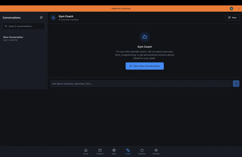 PeakForm Coaching — PeakForm Coaching fitness app · screenshot 5 of 6