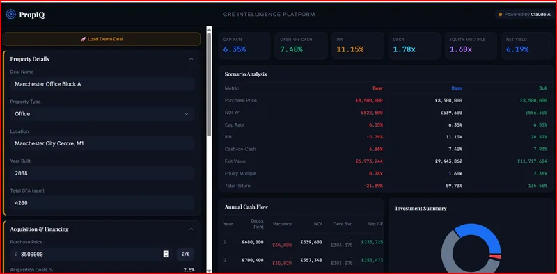 AI MBA HUB  — PropIQ — Real Estate AI Platform - Powered by Claude OPUS 4.7 · screenshot 1 of 1