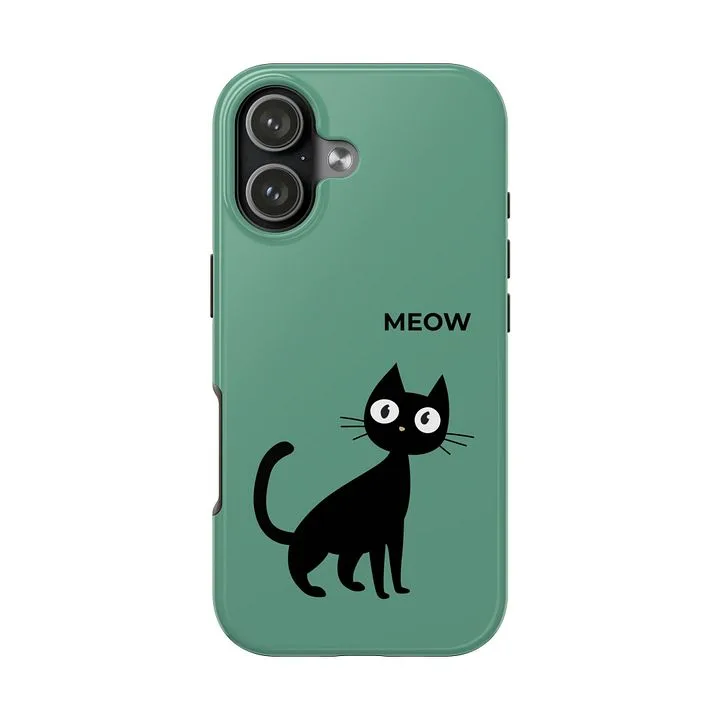 VeloraLume — "Meow" Black Cat Case — iPhone 17 | Glossy Tough · screenshot 1 of 6