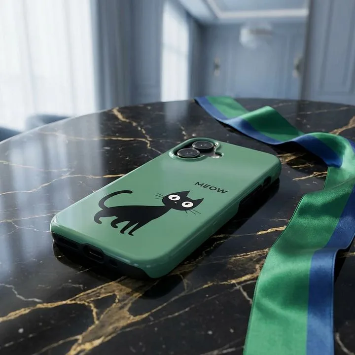 VeloraLume — "Meow" Black Cat Case — iPhone 17 | Glossy Tough · screenshot 6 of 6