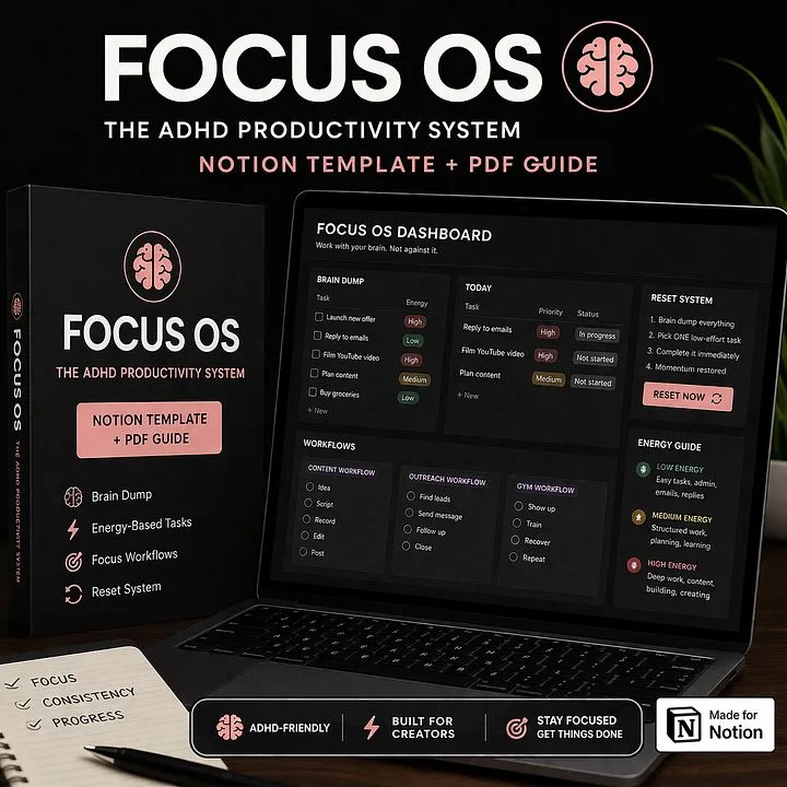 FOCUS OS — ADHD-Proof Your Creator Workflow · screenshot 1 of 2