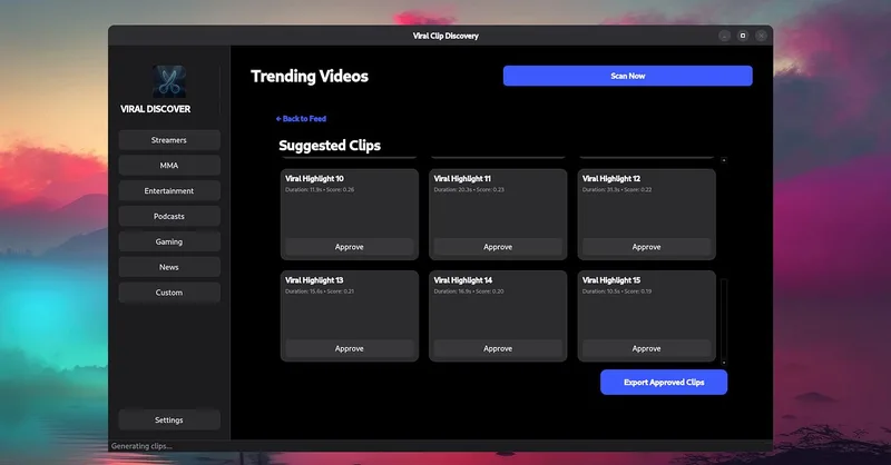 Viral Clip Discovery — Viral Clip Discovery · screenshot 2 of 5