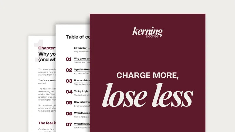 Kerning & Coffee — Charge More, Lose Less: Rate Increase Emails + Scripts for Designers · screenshot 1 of 1