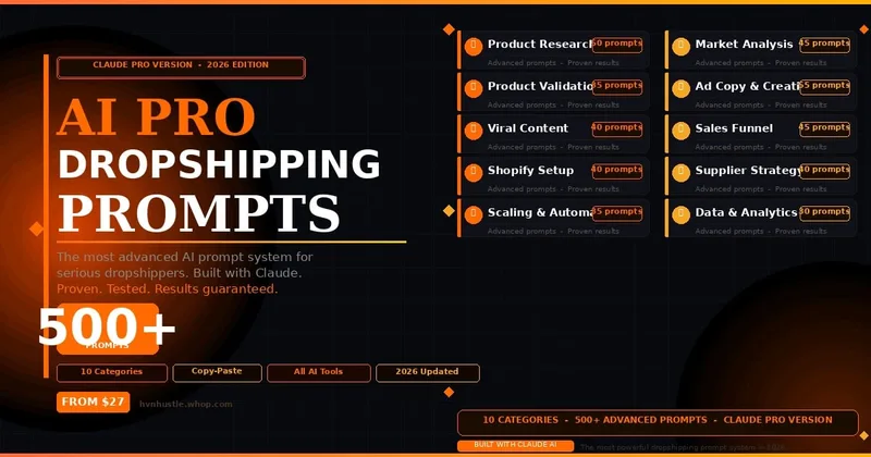 �HVN Hustle” — AI Dropshipping Pro Prompt Pack (2026 Edition) · screenshot 1 of 1