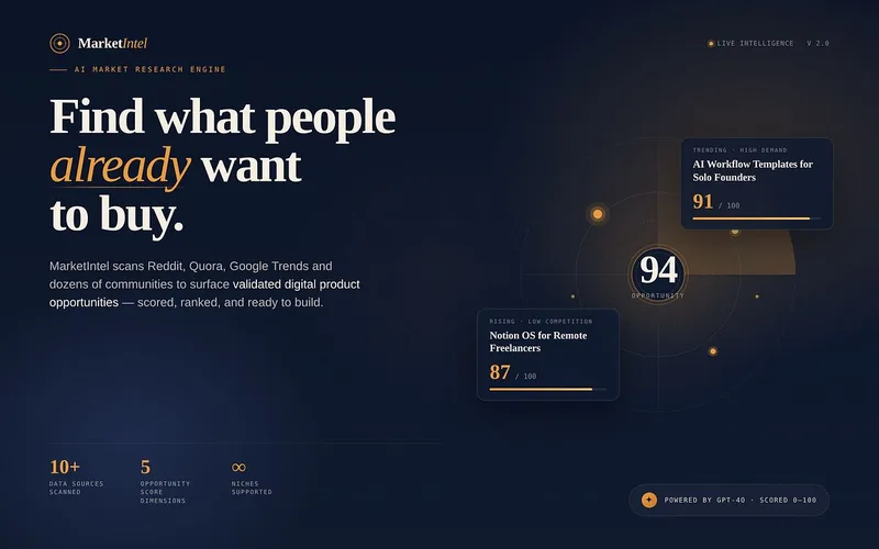 MarketIntel — MarketIntel — Deep Market Research Tool · screenshot 1 of 3