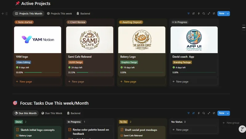 YAM Notion — Freelancer Workflow System-Notion Template · screenshot 2 of 2