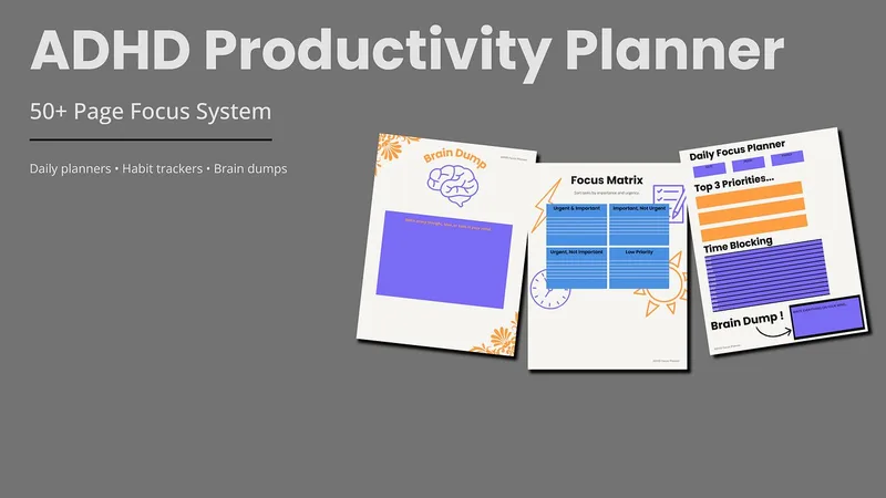 ADHD PRODUCTIVITY PLANNER — ADHD Productivity Planner (50+ Pages) · screenshot 3 of 5